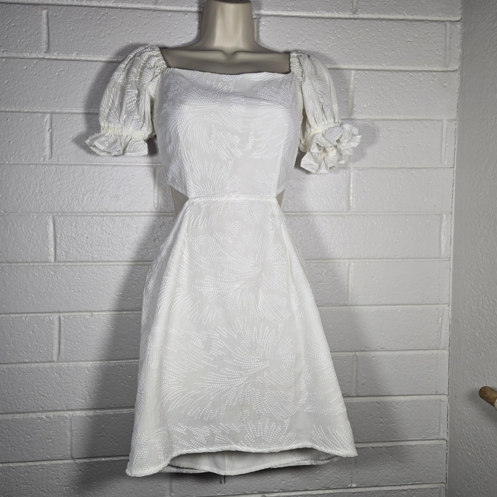 Sabo Australia Skirt Linen Cutout Puff Mini Dress Small Resort LWD Party